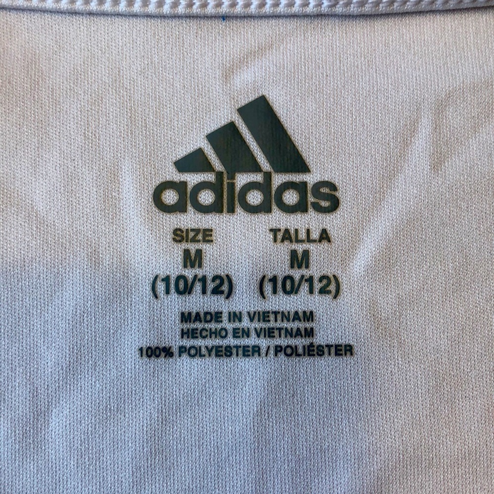 This is an adidas, short sleeve white t-shirt. - Picture 3 of 4